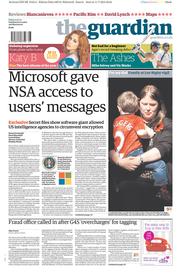 The Guardian () Newspaper Front Page for 12 July 2013