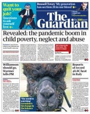 The Guardian () Newspaper Front Page for 12 August 2021