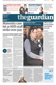 The Guardian () Newspaper Front Page for 13 October 2014