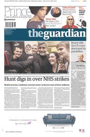 The Guardian () Newspaper Front Page for 13 November 2015