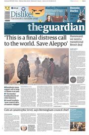 The Guardian () Newspaper Front Page for 13 December 2016