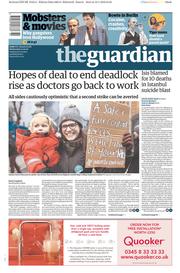 The Guardian () Newspaper Front Page for 13 January 2016