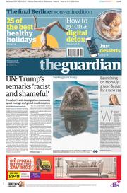 The Guardian () Newspaper Front Page for 13 January 2018