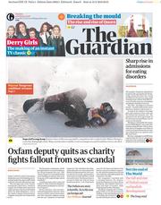 The Guardian () Newspaper Front Page for 13 February 2018