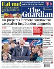 The Guardian () Newspaper Front Page for 13 February 2020