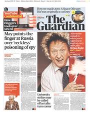 The Guardian () Newspaper Front Page for 13 March 2018