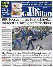 The Guardian () Newspaper Front Page for 13 March 2023