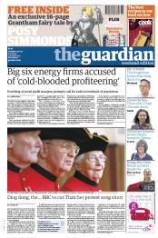 The Guardian () Newspaper Front Page for 13 April 2013