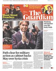 The Guardian () Newspaper Front Page for 13 April 2018