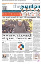 The Guardian () Newspaper Front Page for 13 May 2014