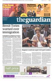 The Guardian () Newspaper Front Page for 13 May 2016