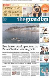 The Guardian () Newspaper Front Page for 13 July 2013