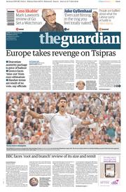 The Guardian () Newspaper Front Page for 13 July 2015