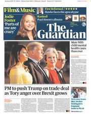 The Guardian () Newspaper Front Page for 13 July 2018