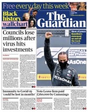 The Guardian () Newspaper Front Page for 13 July 2020