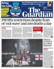 The Guardian () Newspaper Front Page for 13 July 2021