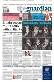 The Guardian () Newspaper Front Page for 13 August 2014