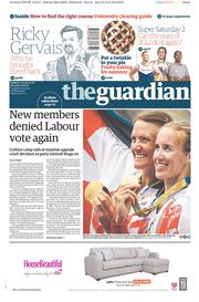 The Guardian () Newspaper Front Page for 13 August 2016