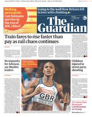 The Guardian () Newspaper Front Page for 13 August 2018