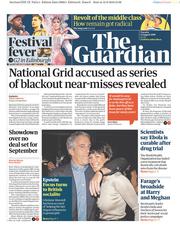 The Guardian () Newspaper Front Page for 13 August 2019