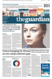 The Guardian () Newspaper Front Page for 13 September 2014