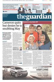 The Guardian () Newspaper Front Page for 13 September 2016