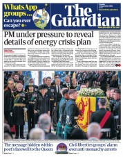 The Guardian () Newspaper Front Page for 13 September 2022