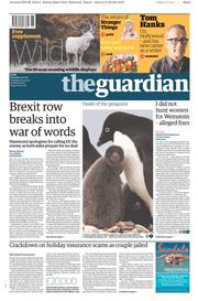 The Guardian () Newspaper Front Page for 14 October 2017