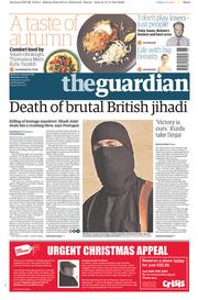 The Guardian () Newspaper Front Page for 14 November 2015