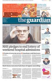 The Guardian () Newspaper Front Page for 14 December 2013