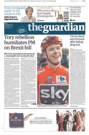 The Guardian () Newspaper Front Page for 14 December 2017