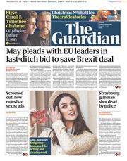 The Guardian () Newspaper Front Page for 14 December 2018