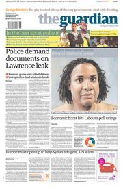 The Guardian () Newspaper Front Page for 14 January 2014