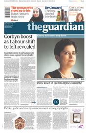 The Guardian () Newspaper Front Page for 14 January 2016
