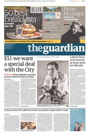 The Guardian () Newspaper Front Page for 14 January 2017