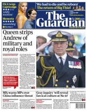 The Guardian () Newspaper Front Page for 14 January 2022