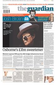 The Guardian () Newspaper Front Page for 14 March 2014