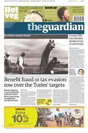 The Guardian () Newspaper Front Page for 14 April 2016
