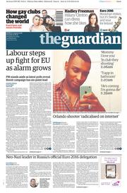 The Guardian () Newspaper Front Page for 14 June 2016