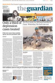 The Guardian () Newspaper Front Page for 14 August 2014