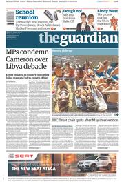 The Guardian () Newspaper Front Page for 14 September 2016