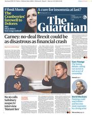 The Guardian () Newspaper Front Page for 14 September 2018