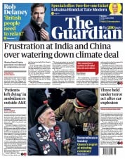 The Guardian () Newspaper Front Page for 15 November 2021