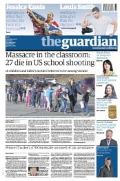 The Guardian () Newspaper Front Page for 15 December 2012