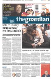 The Guardian () Newspaper Front Page for 15 December 2017