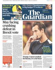 The Guardian () Newspaper Front Page for 15 January 2019