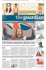 The Guardian () Newspaper Front Page for 15 February 2014