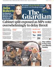 The Guardian () Newspaper Front Page for 15 March 2019