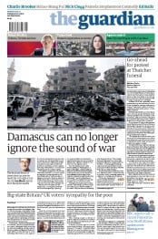 The Guardian () Newspaper Front Page for 15 April 2013
