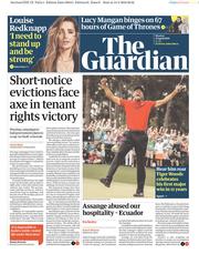 The Guardian () Newspaper Front Page for 15 April 2019